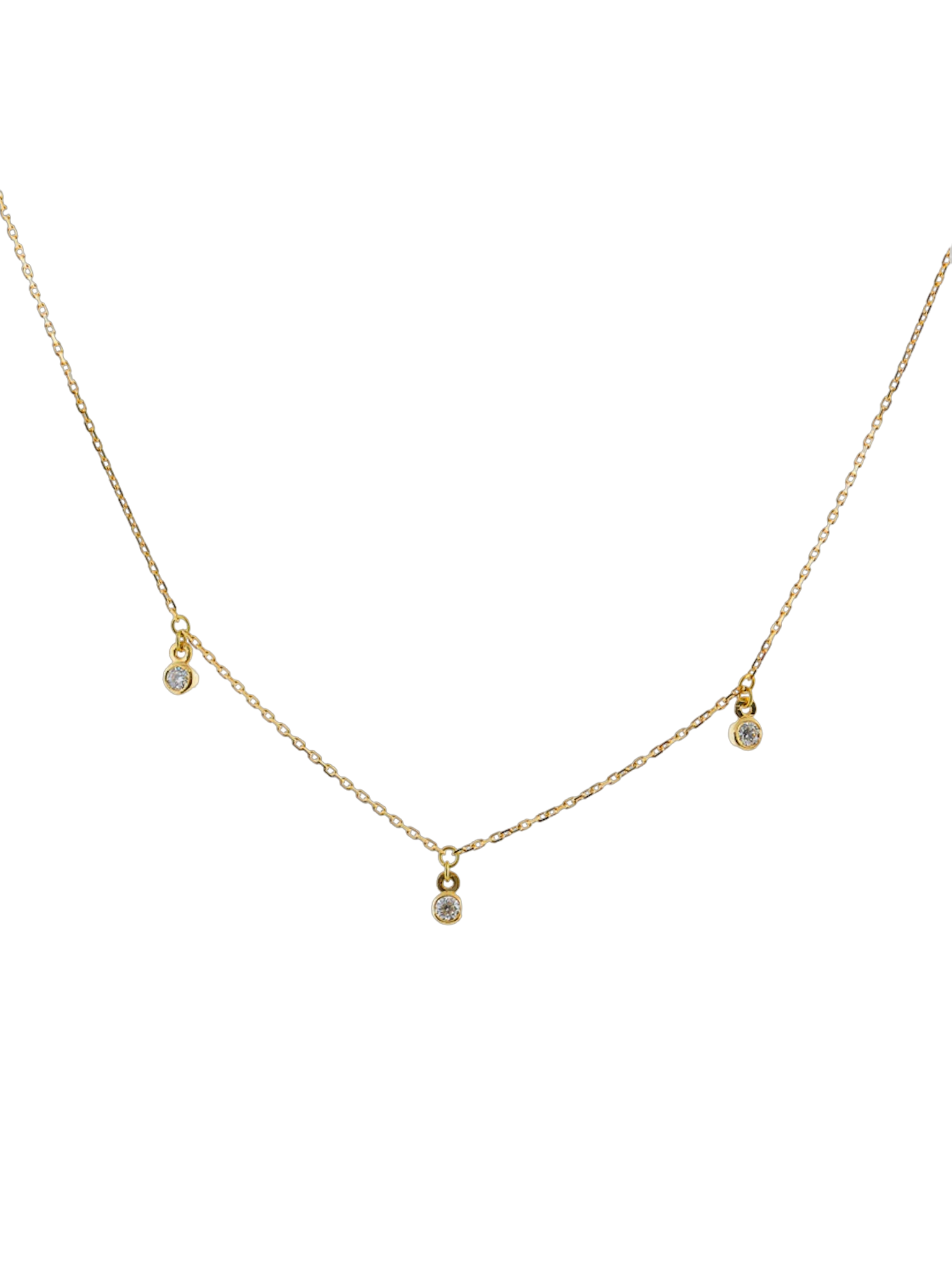 Three bezel diamond shaker necklace